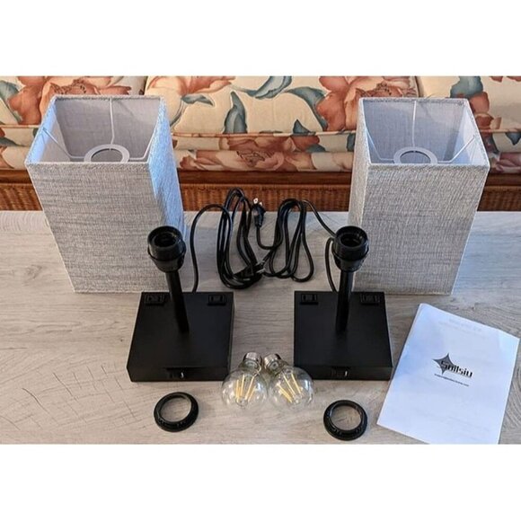 New Touch Control Table Lamps Set of 2 - Nightstand with USB C+A Charging Ports - Picture 2 of 2